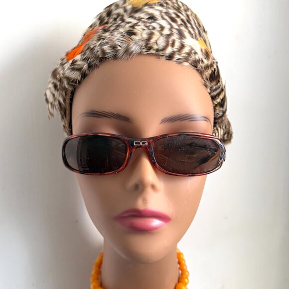 Vintage 60s Italy Pillbox Toque Quail Feathers Brown Striped Color Pop Hat 22\